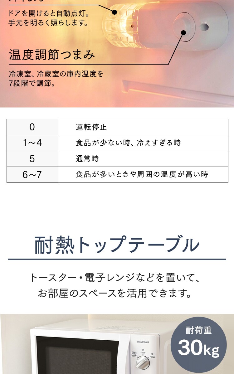 冷蔵庫 118L 小型 一人暮らし 2ドア 幅48cm IRSD-12B-W ホワイト9