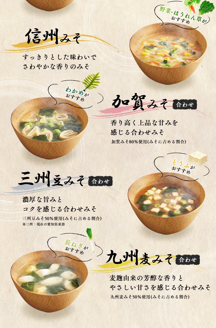 すぐおいしい味噌汁産地のみそ汁食べ比べ３０食入700ｇ H アイリスプラザ アイリスオーヤマ公式通販サイト