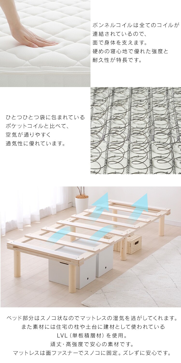 脚付きコイルマットレス AMT-B95 ホワイト6