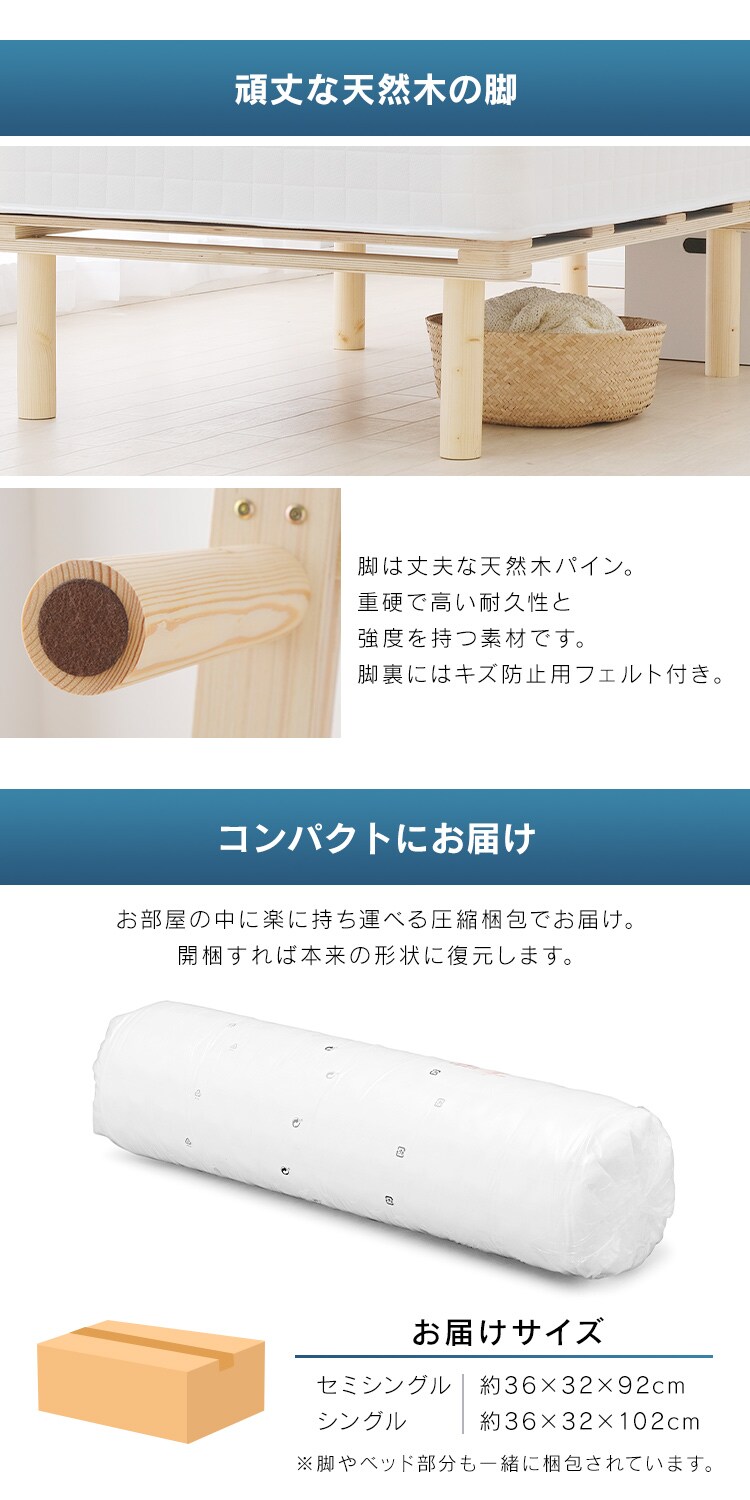 脚付きコイルマットレス AMT-B95 ホワイト8