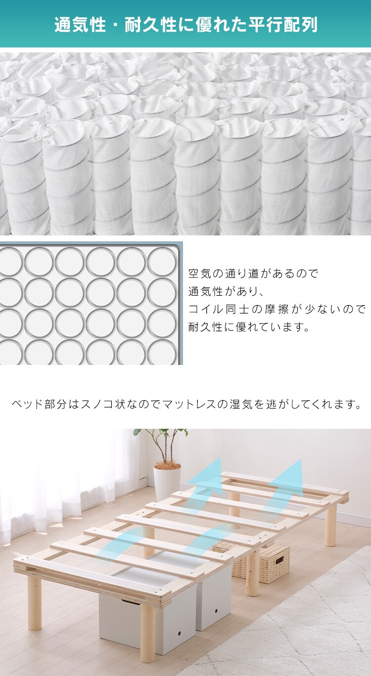 脚付きコイルマットレス AMT-P80 全4色8
