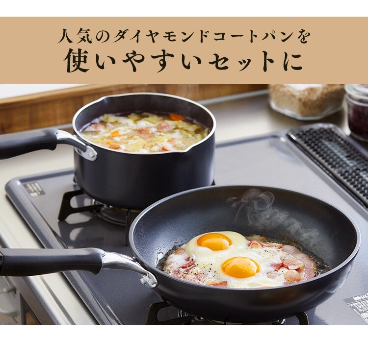 【完売品】ダイヤモンドコートフライパン・片手なべ 3点セット DCI-FK3S ホワイト2