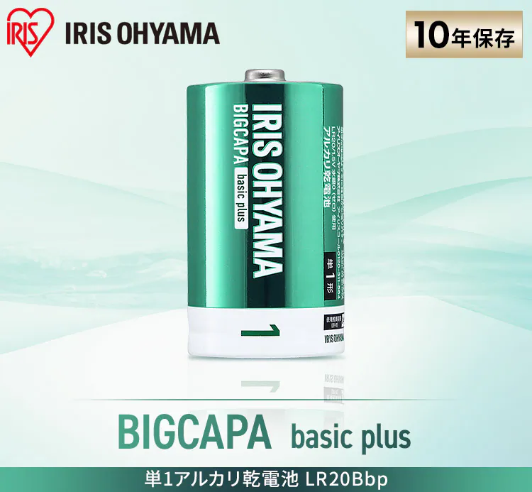 BIGCAPA basic+ 単1形アルカリ乾電池 全2種 LR20Bbp4