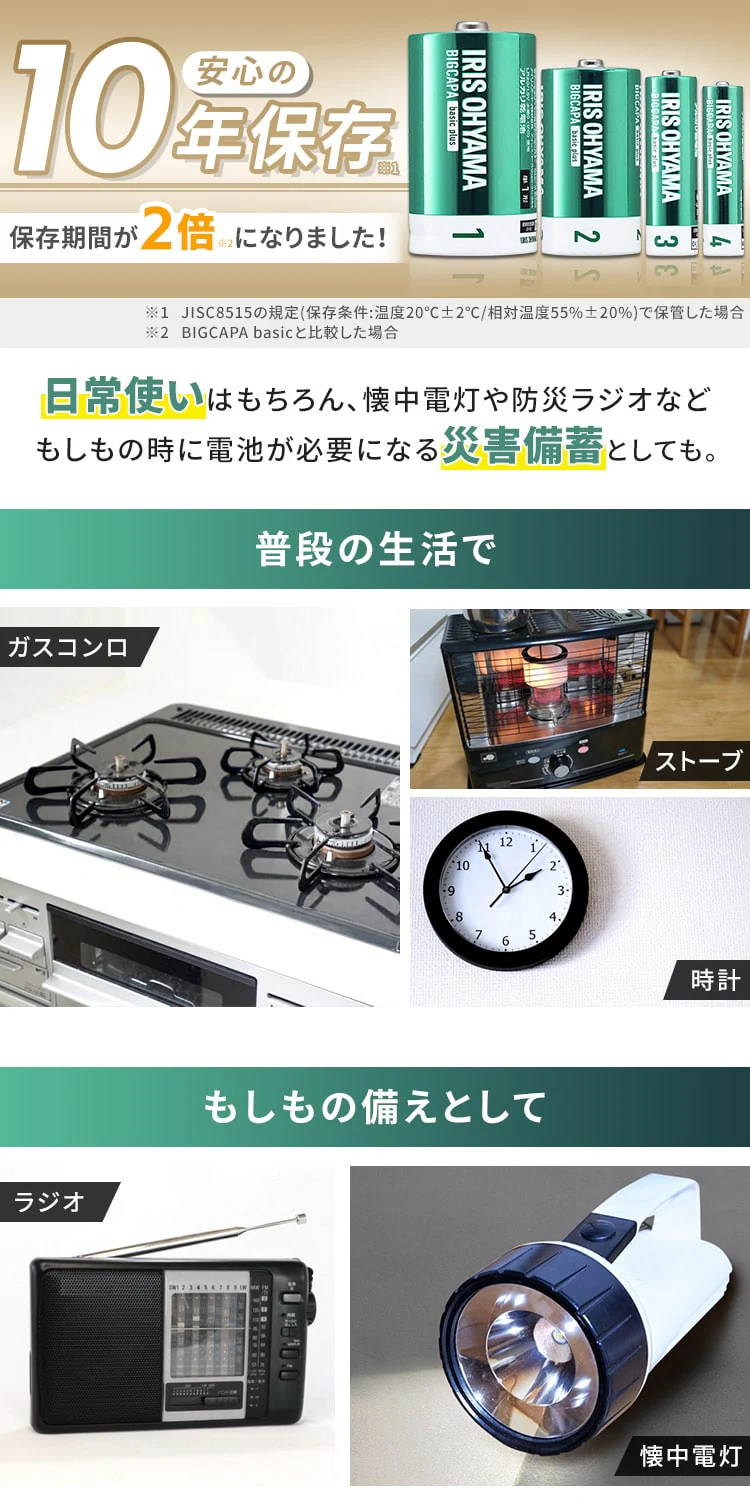 BIGCAPA basic+ 単1形アルカリ乾電池 全2種 LR20Bbp5