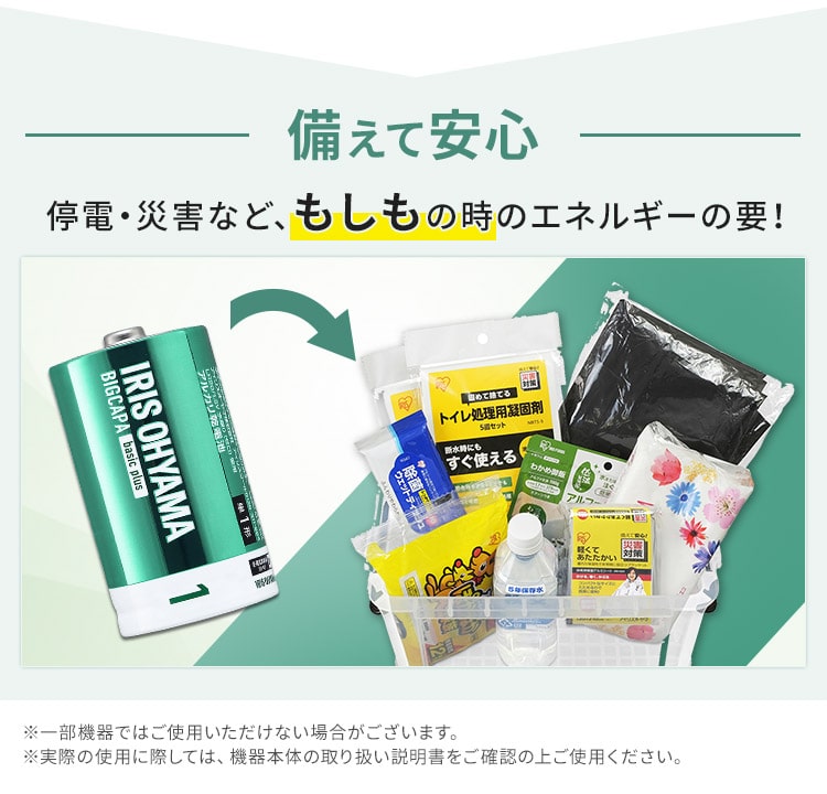 BIGCAPA basic＋ 単1アルカリ乾電池2本パック LR20Bbp/2S H574348 │アイリスプラザ│アイリスオーヤマ公式通販サイト