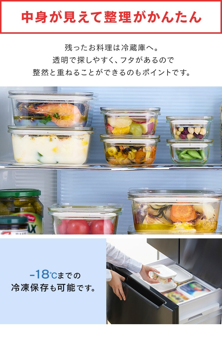 【訳あり】耐熱ガラス容器 12点セット TGS-12S クリア／ベージュ9