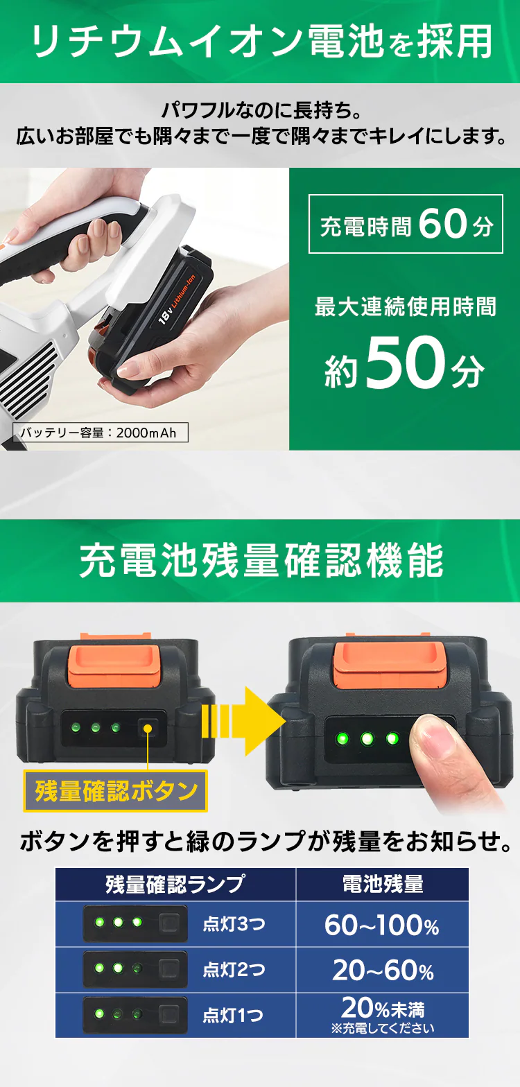 掃除機 コードレス 紙パック式 2way 18V 充電式 バッテリー付き JCL18 ホワイト4