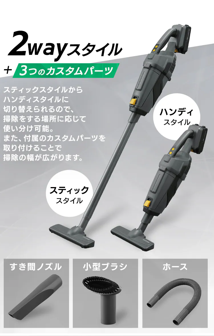 掃除機 コードレス 紙パック式 2way 18V 充電式 バッテリー付き JCL18 ホワイト7