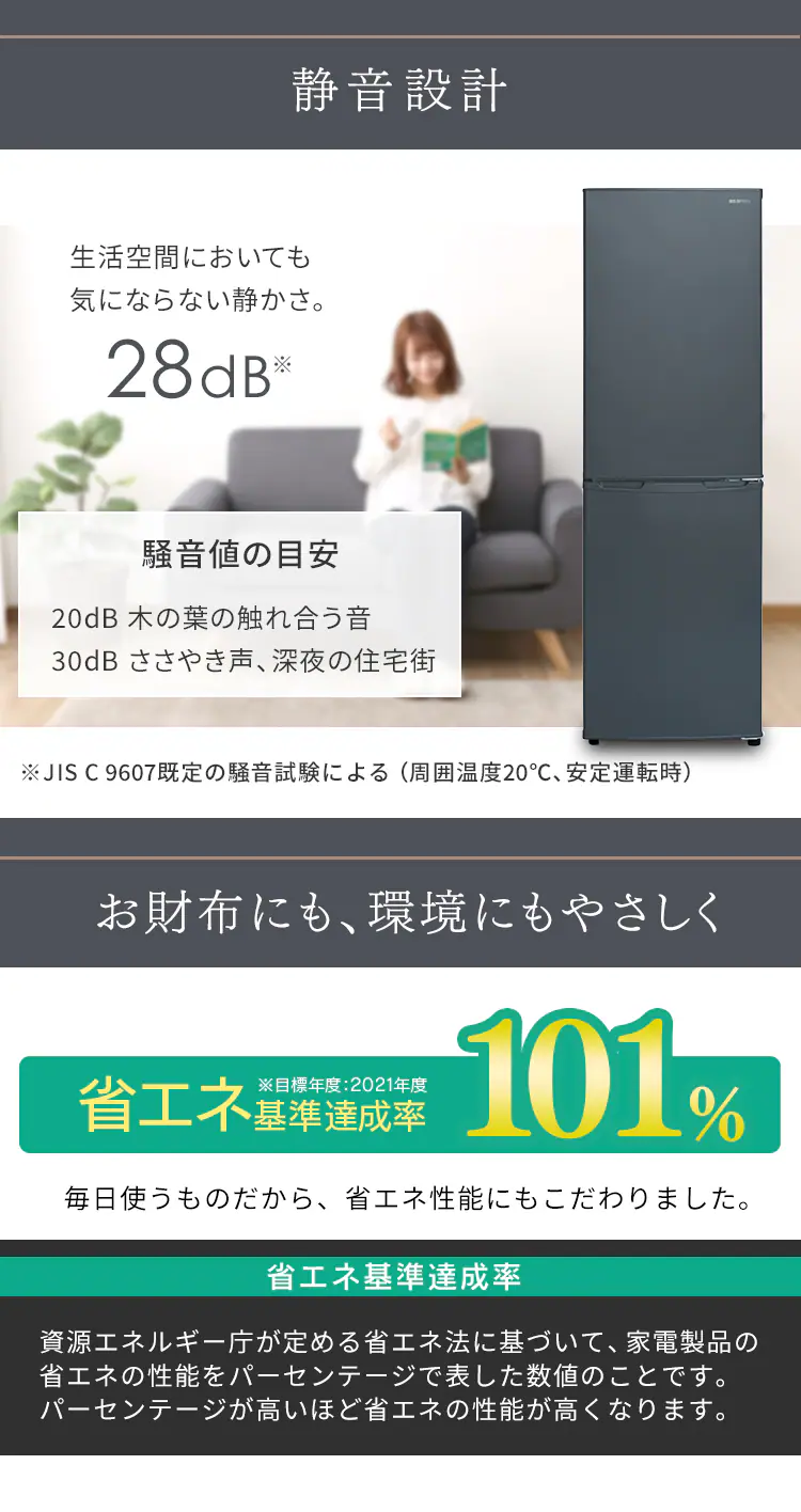 冷蔵庫 162L 一人暮らし 家庭用 2ドア 幅47.4cm IRSE-16A-CW ホワイト6
