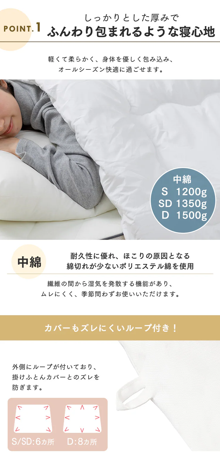 【50%OFFクーポン】ふんわり掛けふとん 厚手 FWIK-S2