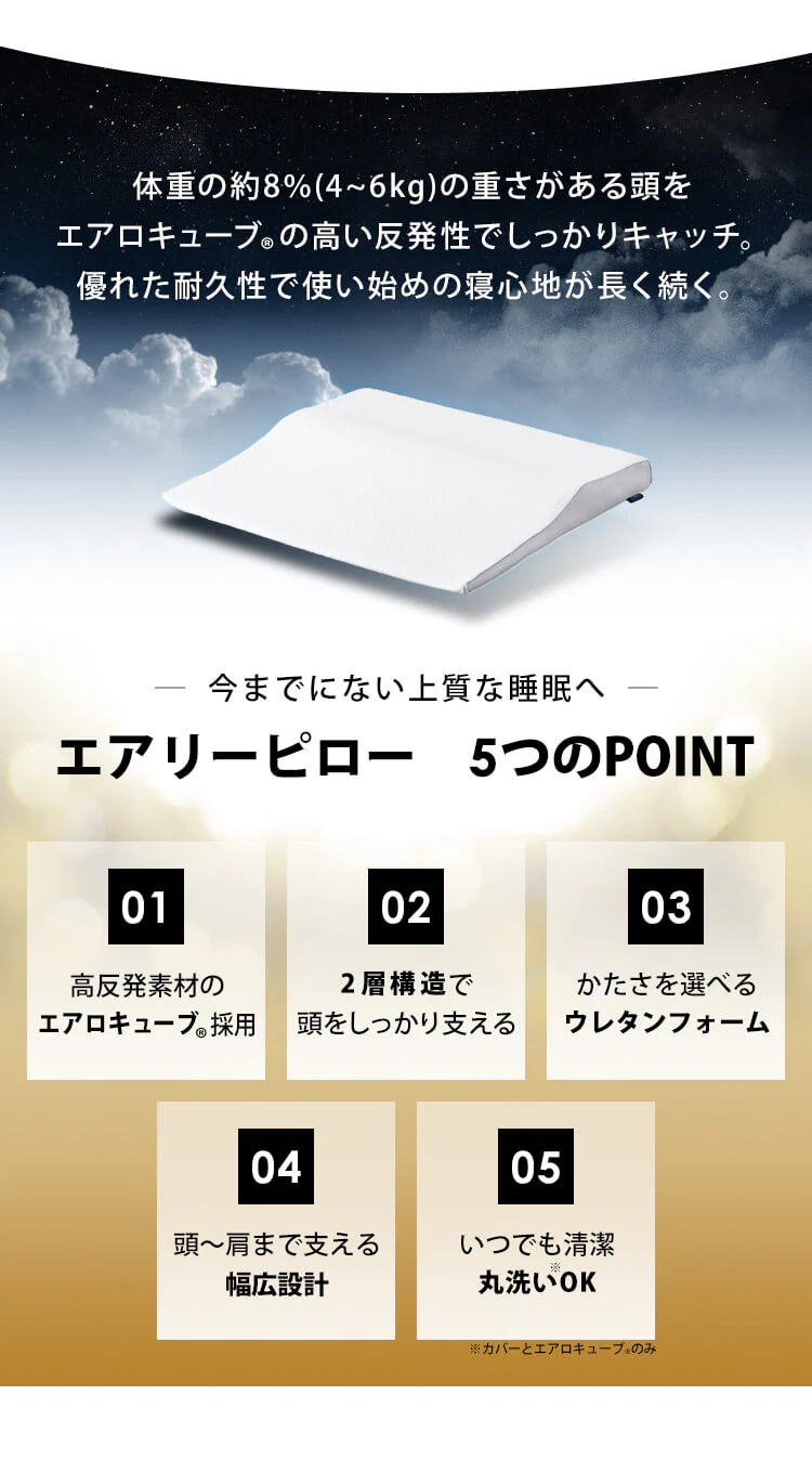 枕 低反発 ワイドタイプ  エアリーピロー 丸洗い可 APLW-75 3
