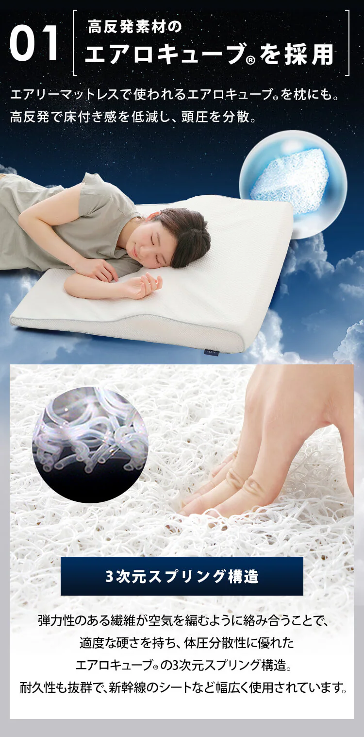 枕 低反発 ワイドタイプ  エアリーピロー 丸洗い可 APLW-75 4