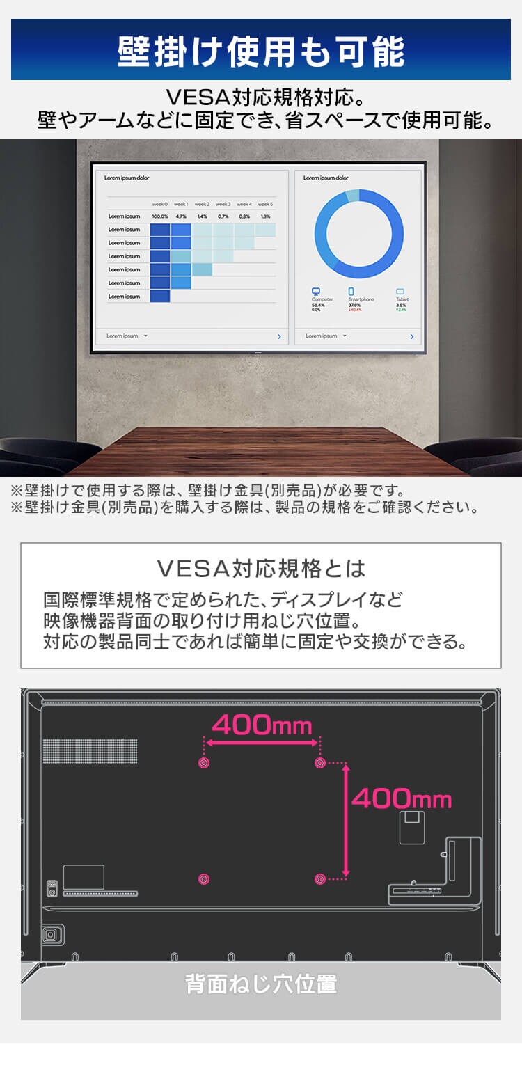 液晶ディスプレイ 75インチ LUCA ILD-B75UHDS-B3