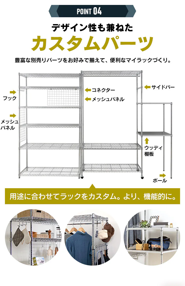 スチールラック 幅150cm メタルラック 6段 SE-1521 シルバー (ポール直径25mm・棚板6枚)8