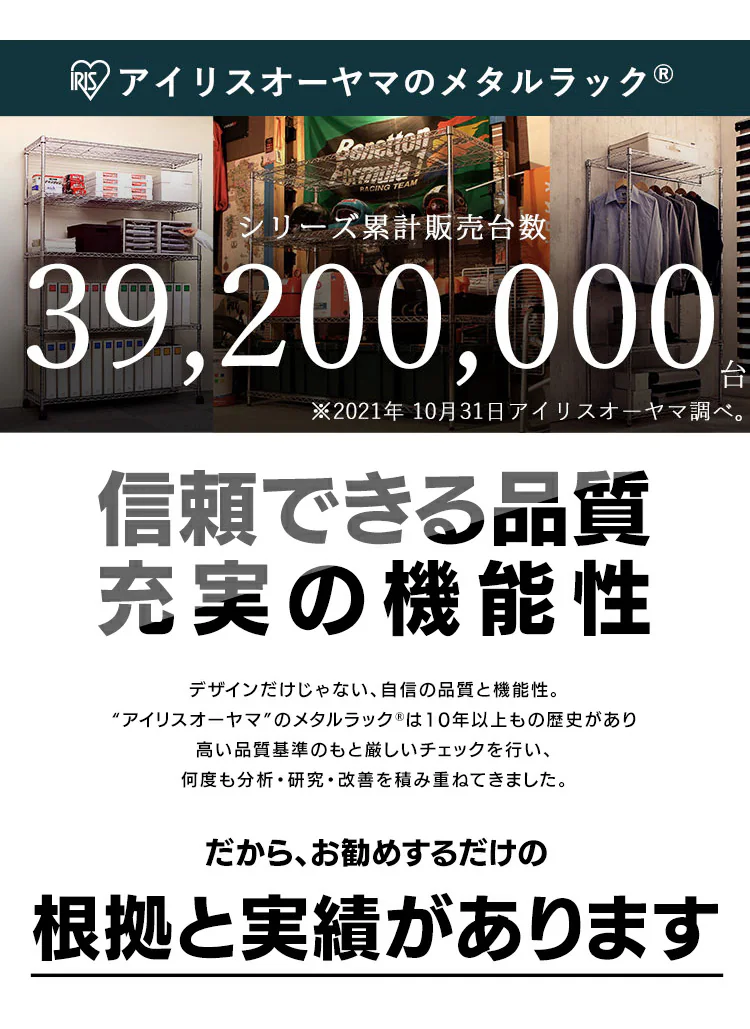 メタルラック ワードローブ 2段 幅180cm SEW2-1821BC シルバー (ポール直径25mm・棚板3枚)1