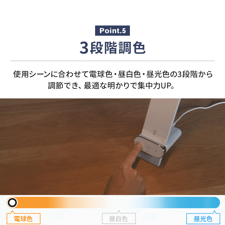 LEDデスクライト ワイヤレス充電 USBポート付 縦置きタイプ LDL-QLDL-KW ホワイト8