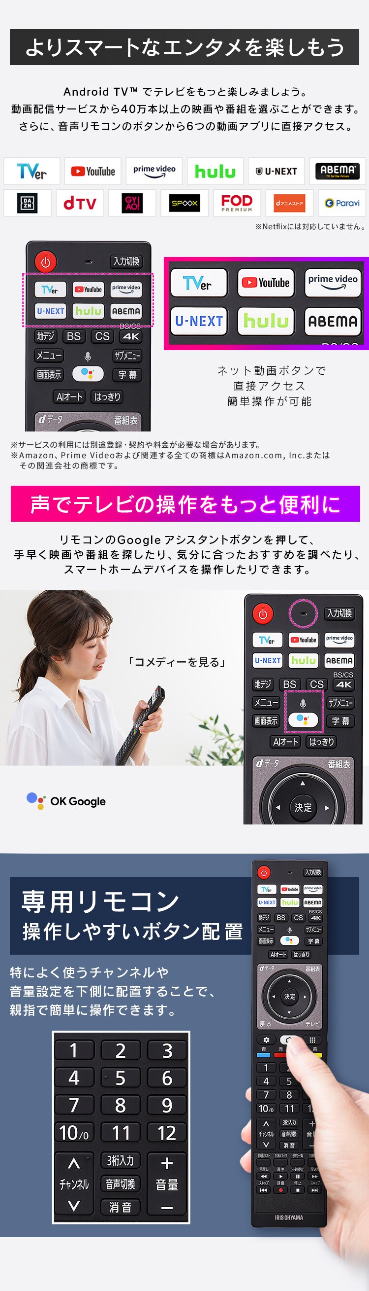 アイリスオーヤマ　4Kスマートテレビ 65V型  LUCA 65XDA20S