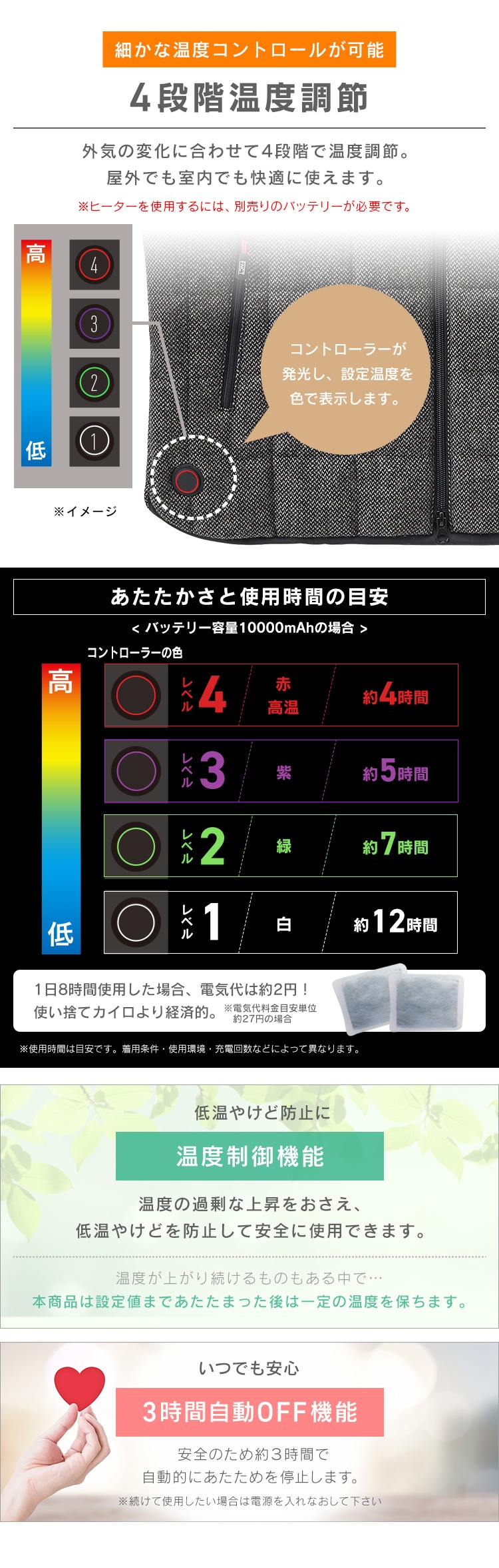 ヒートベスト ツイード調 Sサイズ FC21612-GRS グレー6