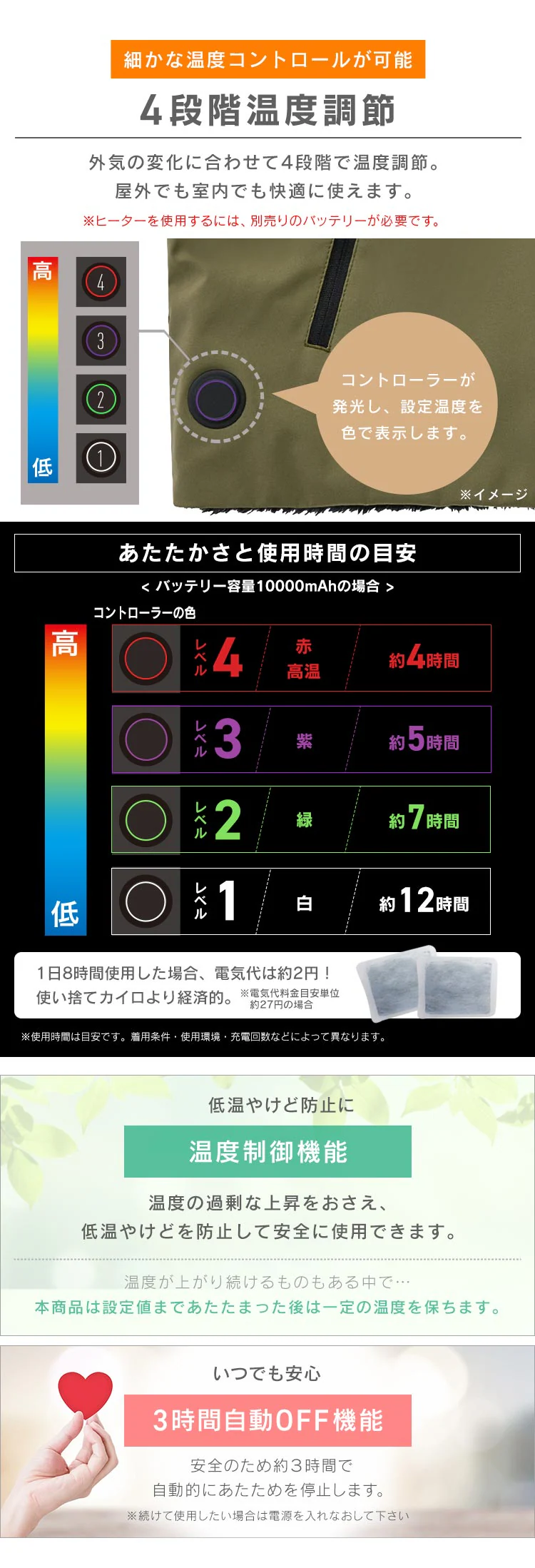 ヒートベスト ボア フーディー 撥水 防風 XLサイズ FC21615-K/GXL カーキ/グレー7