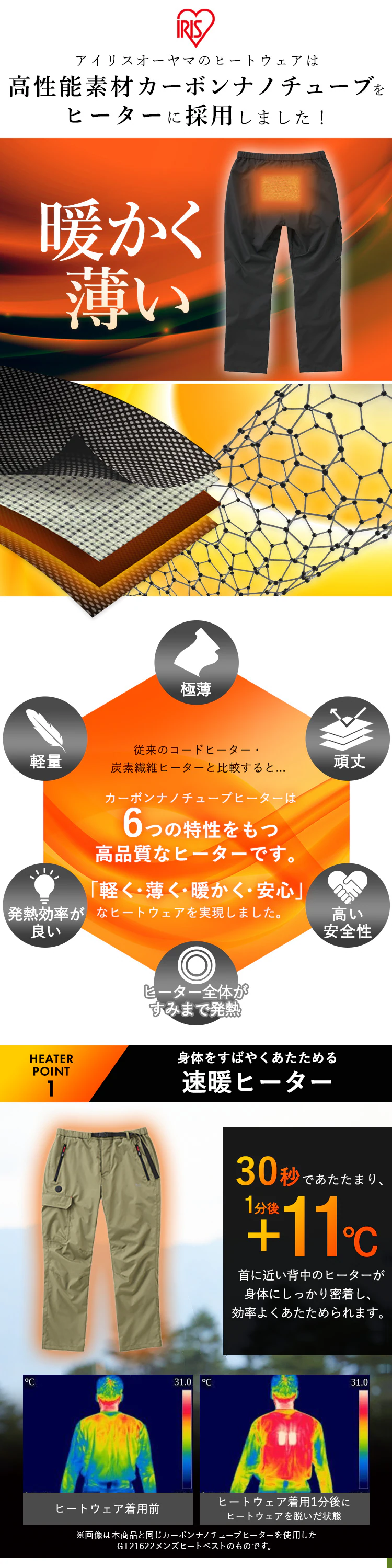 ヒートパンツ 裏起毛 XLサイズ FC21618-BKXL ブラック4