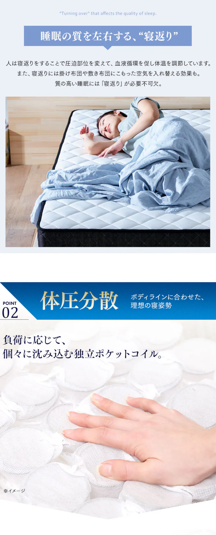 マットレス ダブル ポケットコイル 硬め 厚さ21cm PMTS21H-D Sheep ブラック7