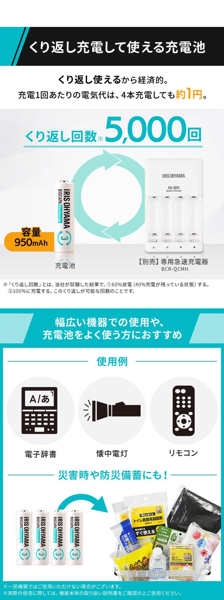 【訳あり】【4本パック】 ニッケル水素電池 単3形 ビックキャパ リチャージ BCR-R3MH/4B【代引き不可】1