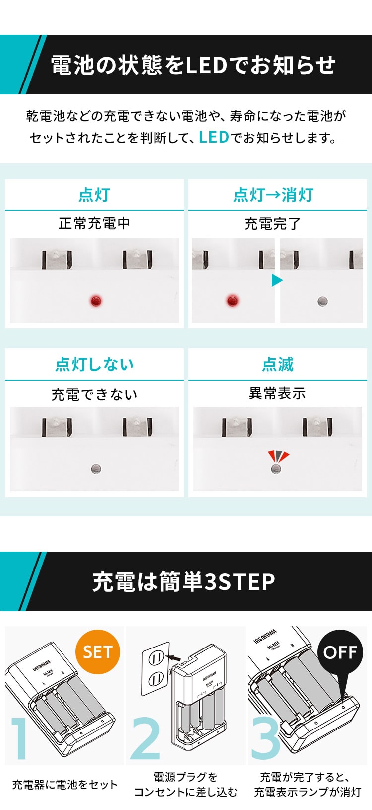 ビッグキャパ リチャージ 専用充電器 BCR-CMH H578039F│アイリスプラザ│アイリスオーヤマ公式通販サイト