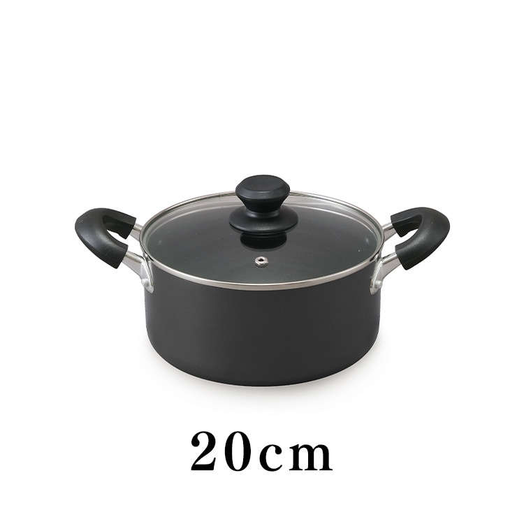 鍋 両手鍋 深型 22cm IH/ガス ダイヤモンドコート DIS-P22D ブラック