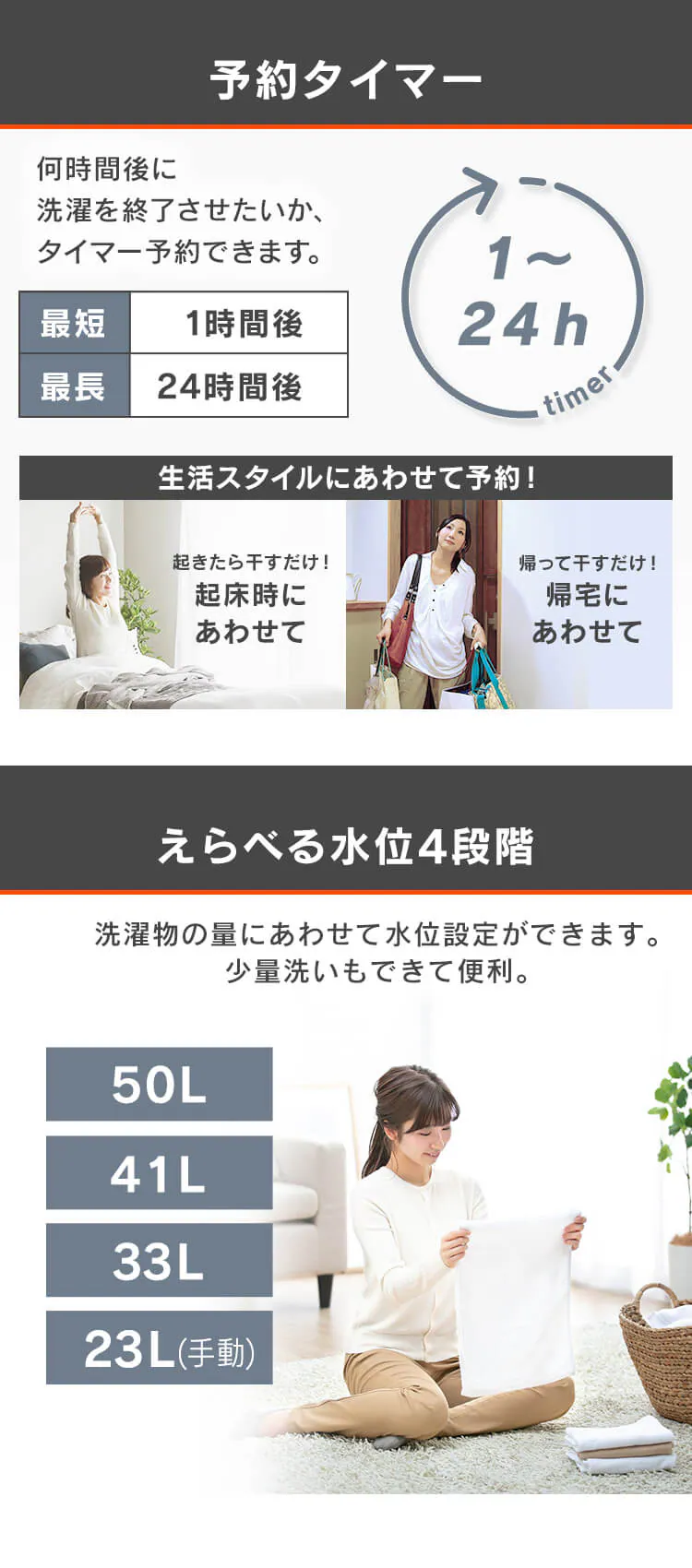 洗濯機 6kg 部屋干し時間短縮モード ガラストップ 一人暮らし IAW-T605BL-B ブラック4