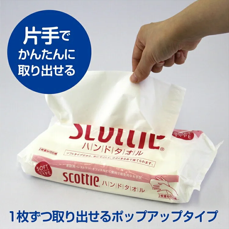 ≪9%OFF≫【60パック】 ペーパータオル ハンドタオル 100組 小判 大容量 200枚入(100組) 日本製紙クレシア 1パック×60個セット スコッティ1