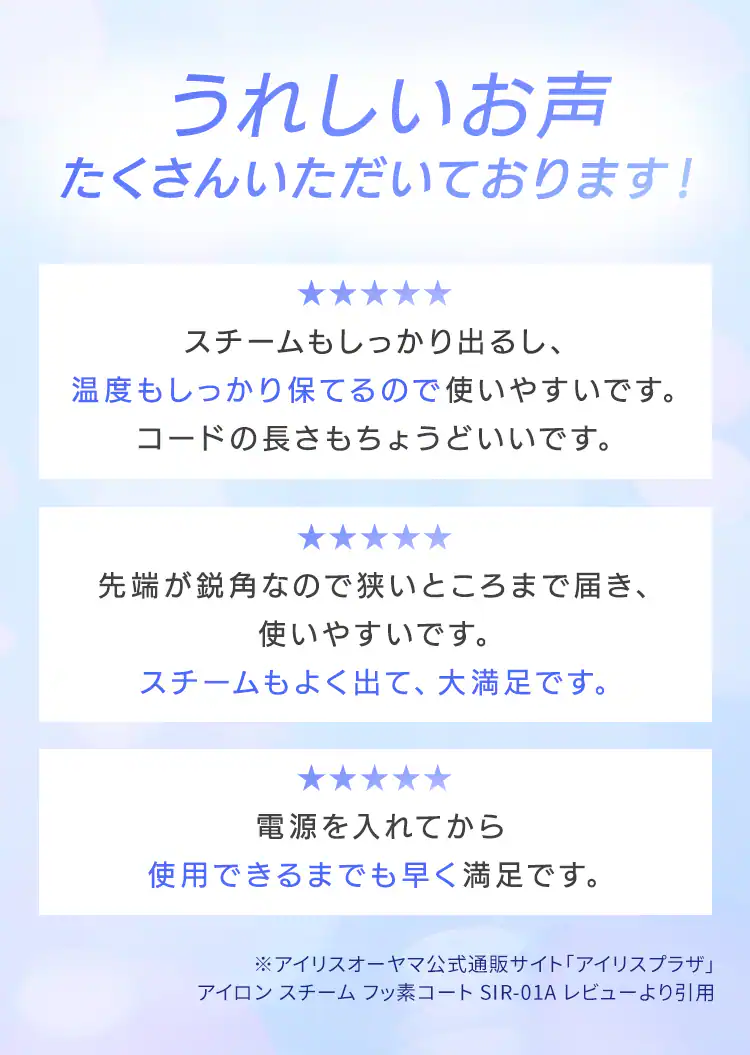 アイロン スチーム フッ素コート SIR-01-W ホワイト2