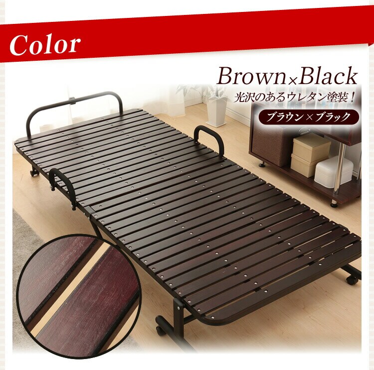 桐すのこベッド シングル ブラウン&times;ブラック 15