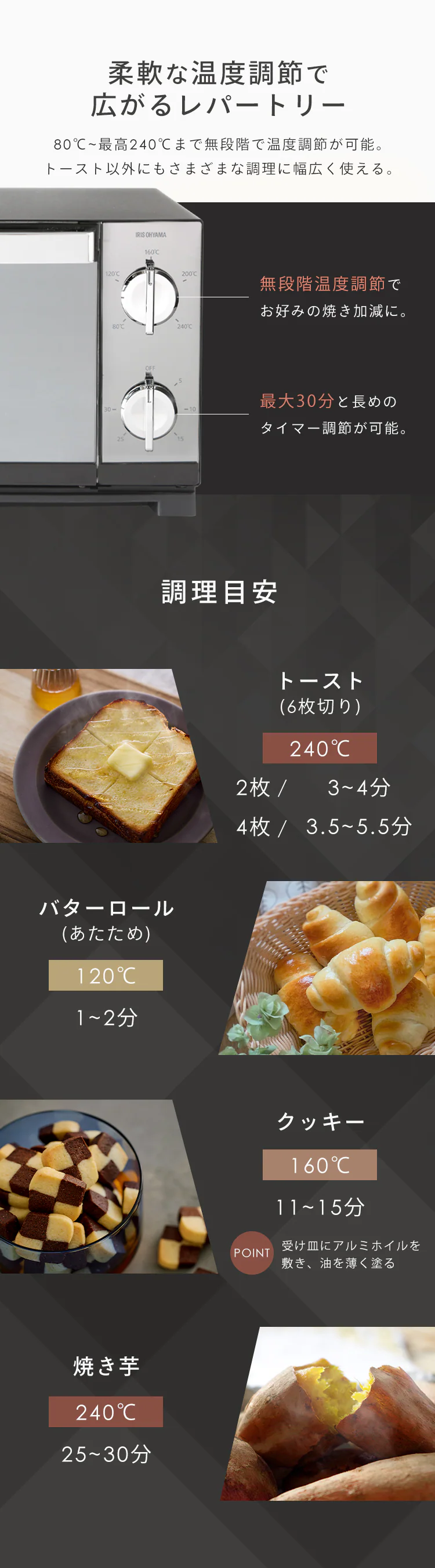 オーブントースター ミラー 4枚焼き POT-413-B ブラック4