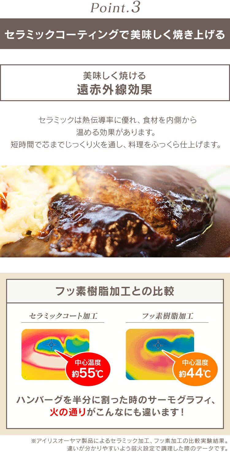 セラミックコーティングで美味しく焼き上げる 遠赤外線効果