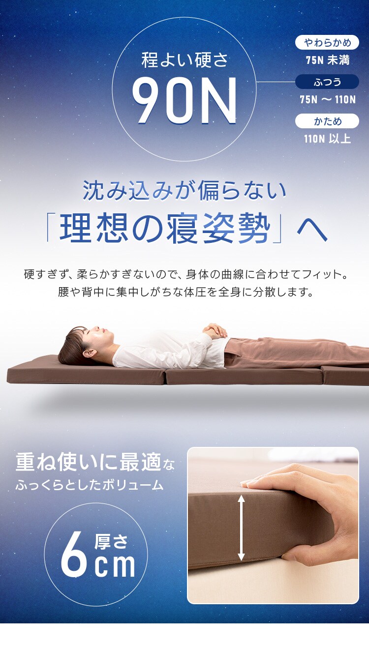 ふつう3つ折りマットレス　アイボリー2