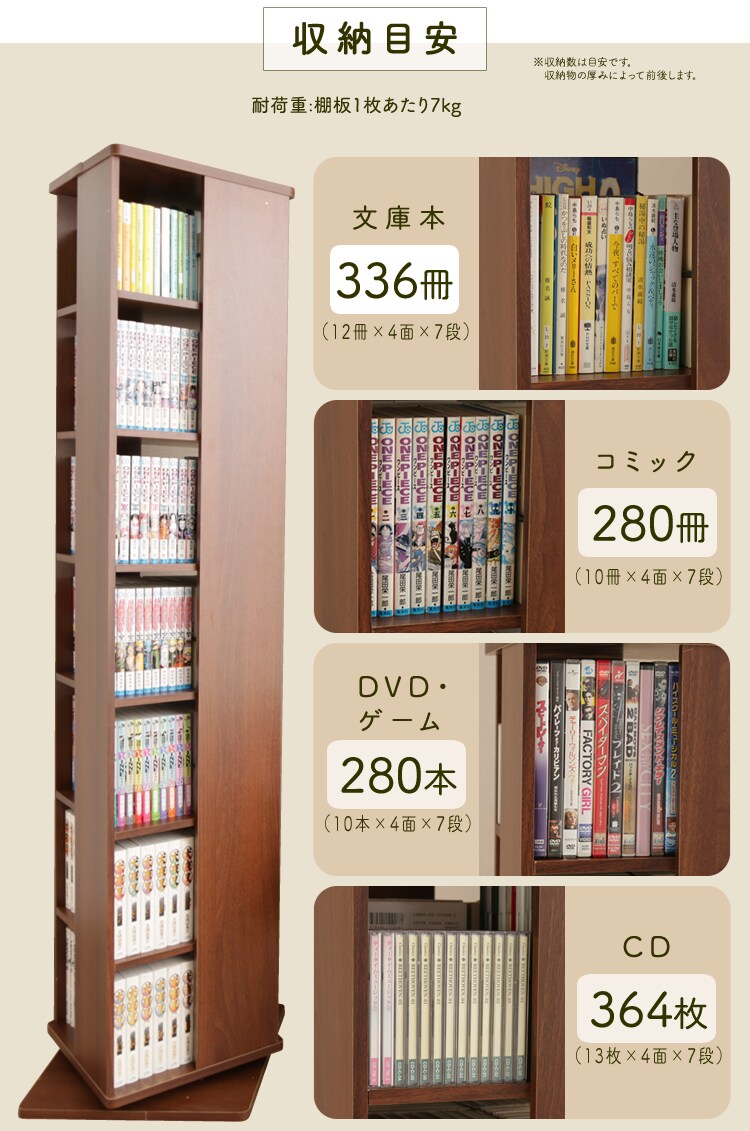 回転コミックラック CR-1500 ウォルナット 6