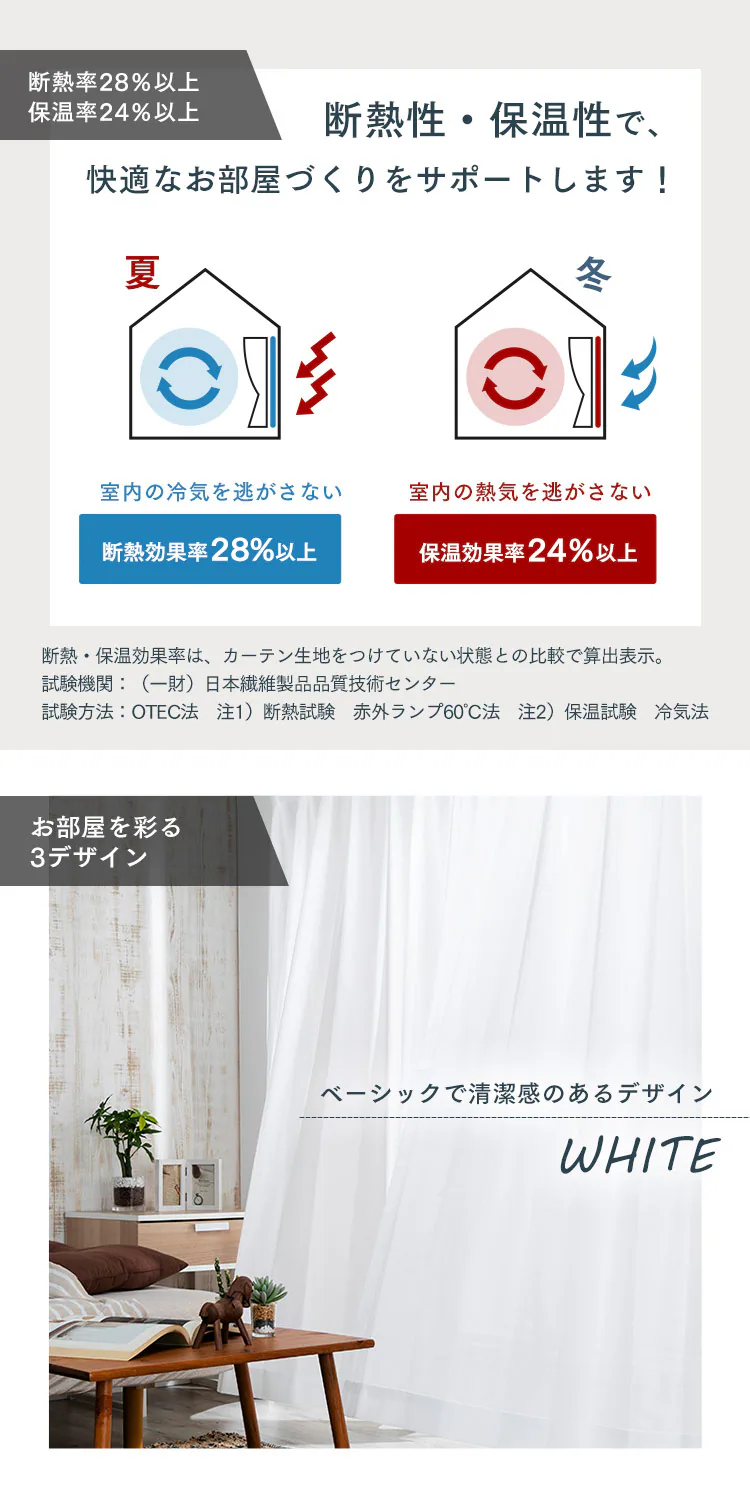 レースカーテン 1枚 遮熱 遮像 UV85%カット 幅150cm×丈133cm ホワイト  4