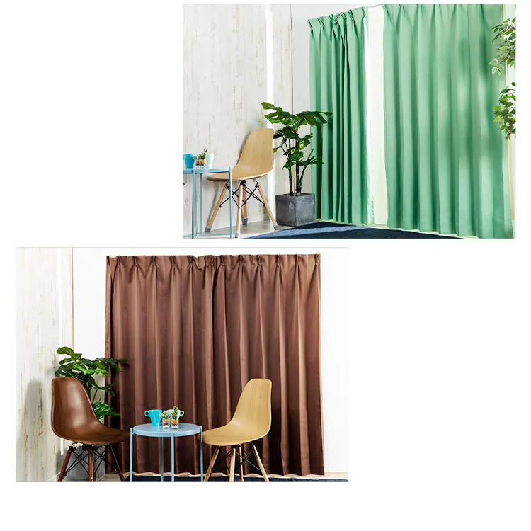 ドレープカーテン 2枚組 1級遮光 遮熱 UVカット 幅100cm×丈100cm プレーングリーン  【前払い不可】【代引き不可】【同梱不可】2