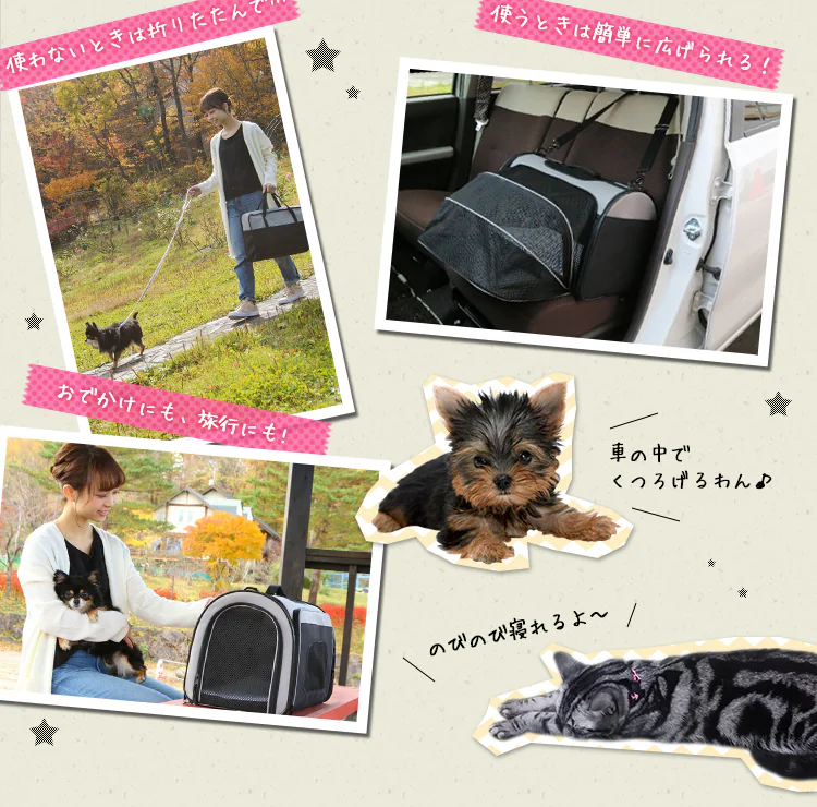 2WAYアウトドアペットキャリー ブラック PC-S004 L BK 犬 猫 キャリー10