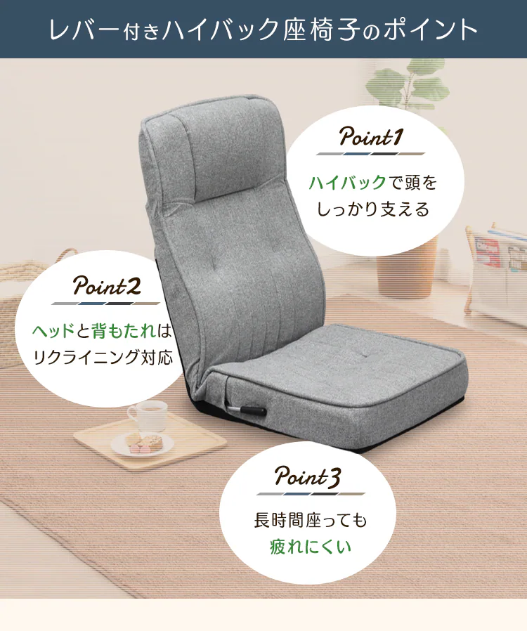 レバー付きハイバック座椅子 IRS048 全4色【プラザセレクト】2