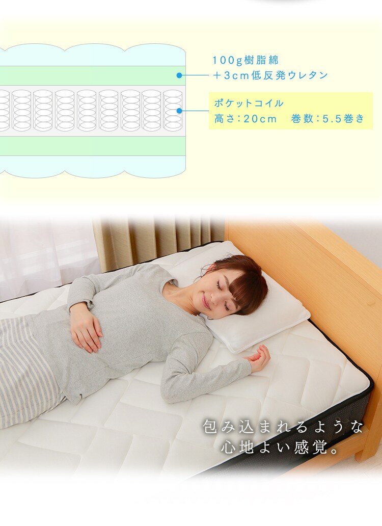 低反発･バランスポケットコイルマットレス セミダブル7