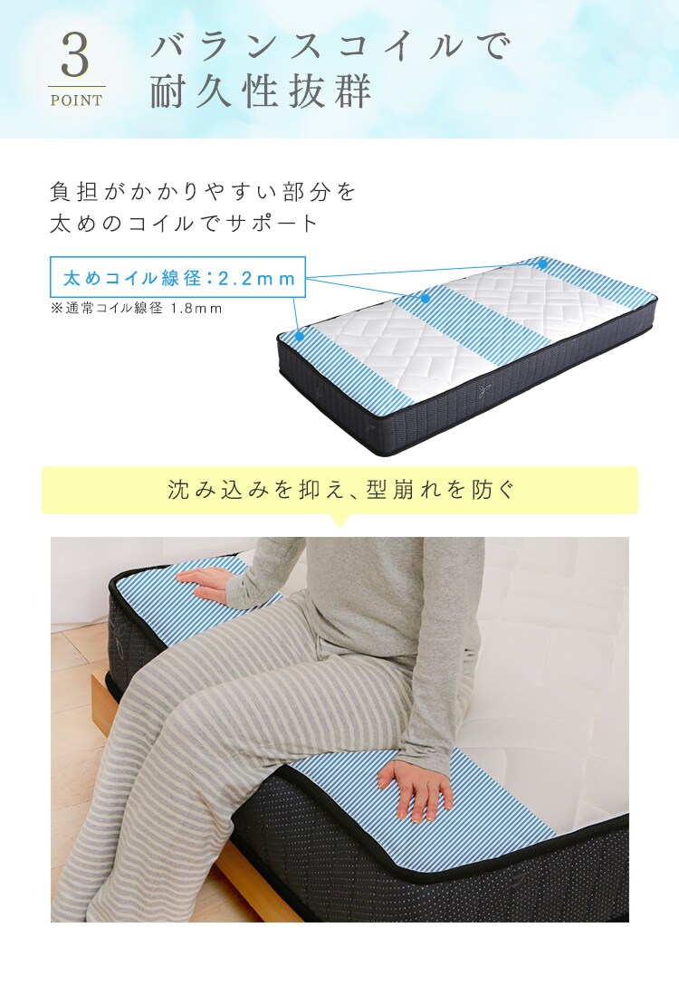 低反発･バランスポケットコイルマットレス セミダブル8
