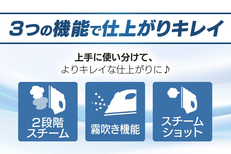 3つの機能で仕上がりキレイ