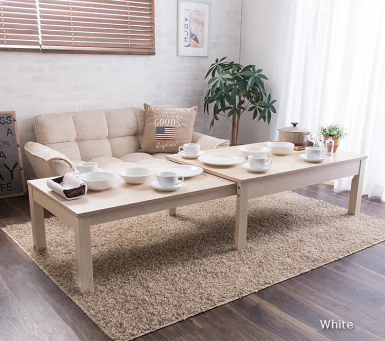 ローテーブル センターテーブル 伸縮 W80-140 RPE80TBLNA ナチュラル 2