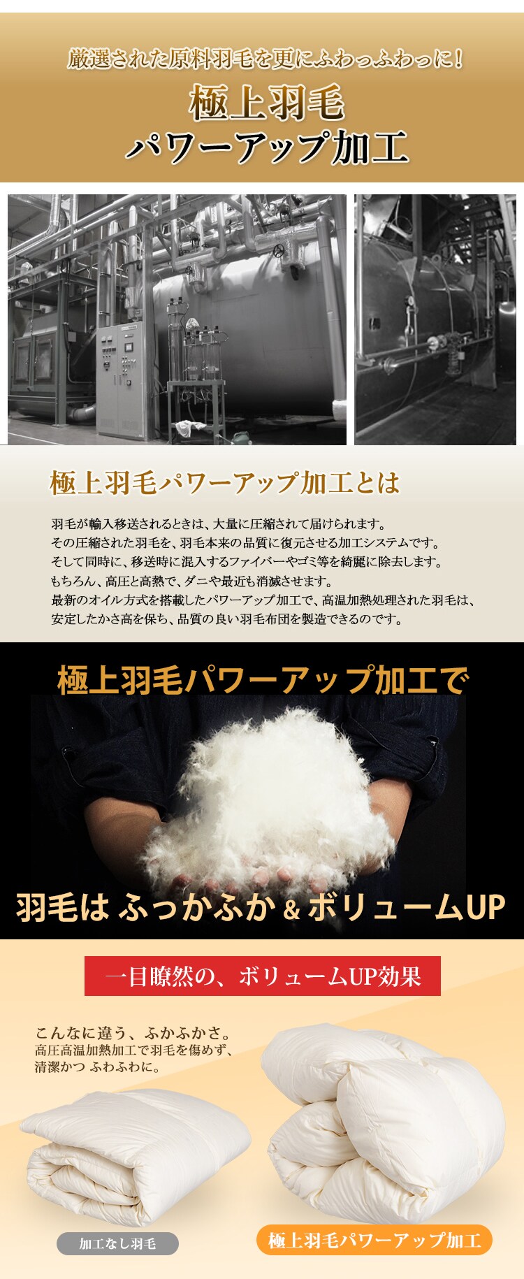 羽毛布団 ホワイトダックダウン70% 1.0kg シングルロング PAA19RP 無地/ブラウン8