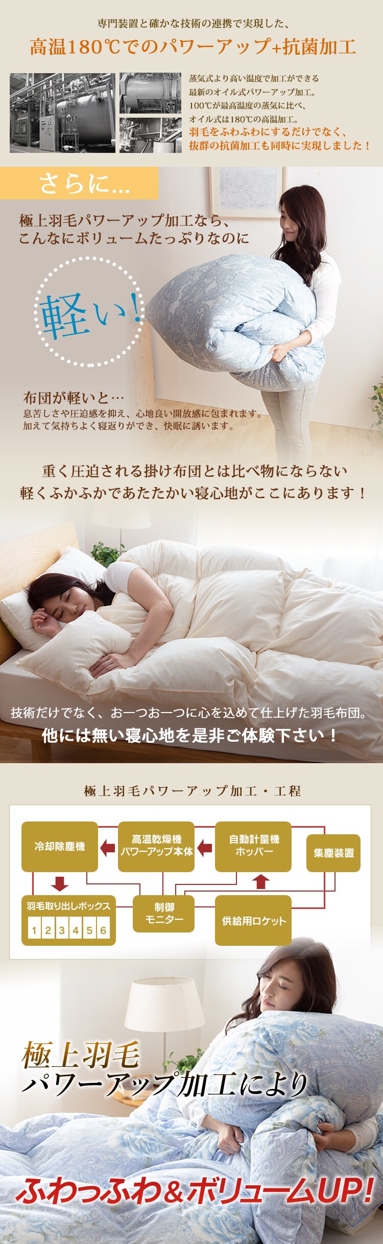 羽毛布団 ホワイトダックダウン70% 1.0kg シングルロング PAA19RP 無地/ブラウン9