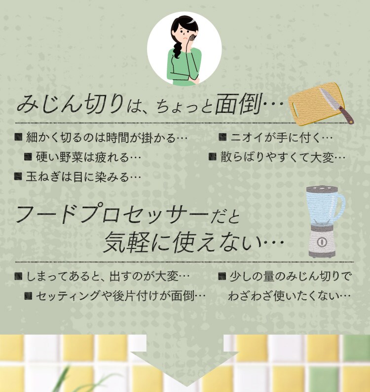 みじん切りは面倒、フードプロセッサーは気軽に使えない