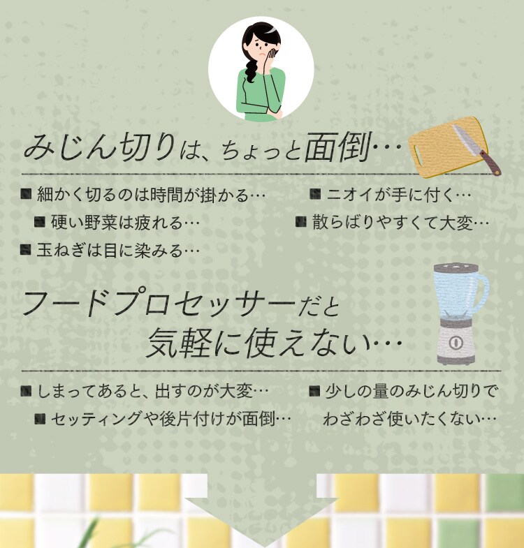 みじん切りが面倒、フードプロセッサーは気軽に使えない