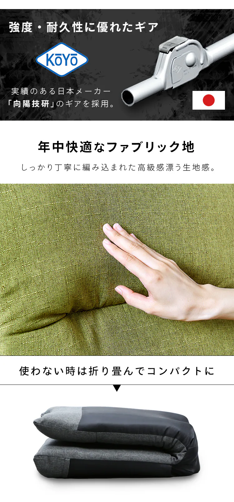 座椅子 ハイバック YC-601 モスグリーン 【プラザセレクト】5