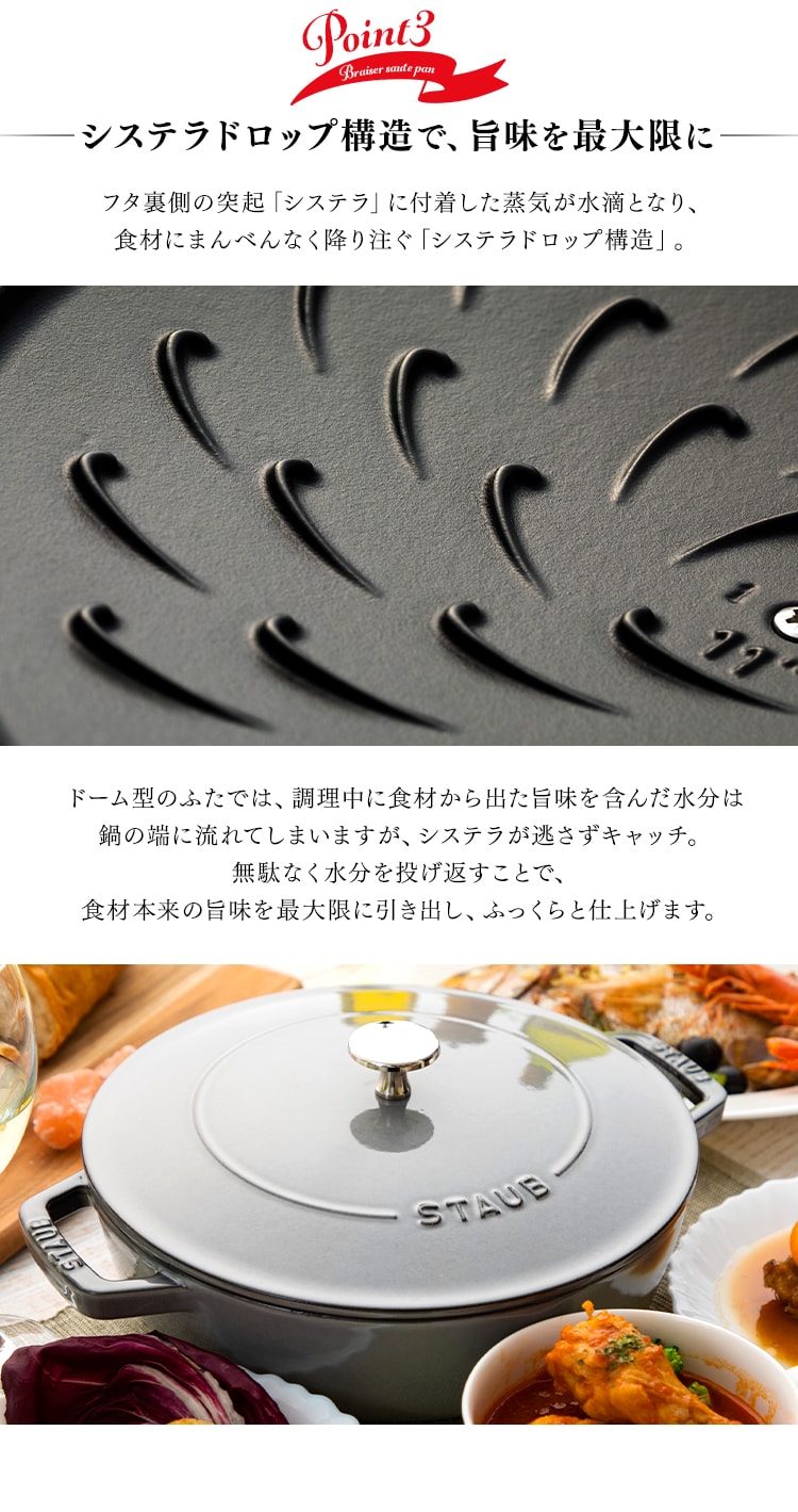 Staub Chistera 24cm CSTR-24 グレー【プラザセレクト】 7136433